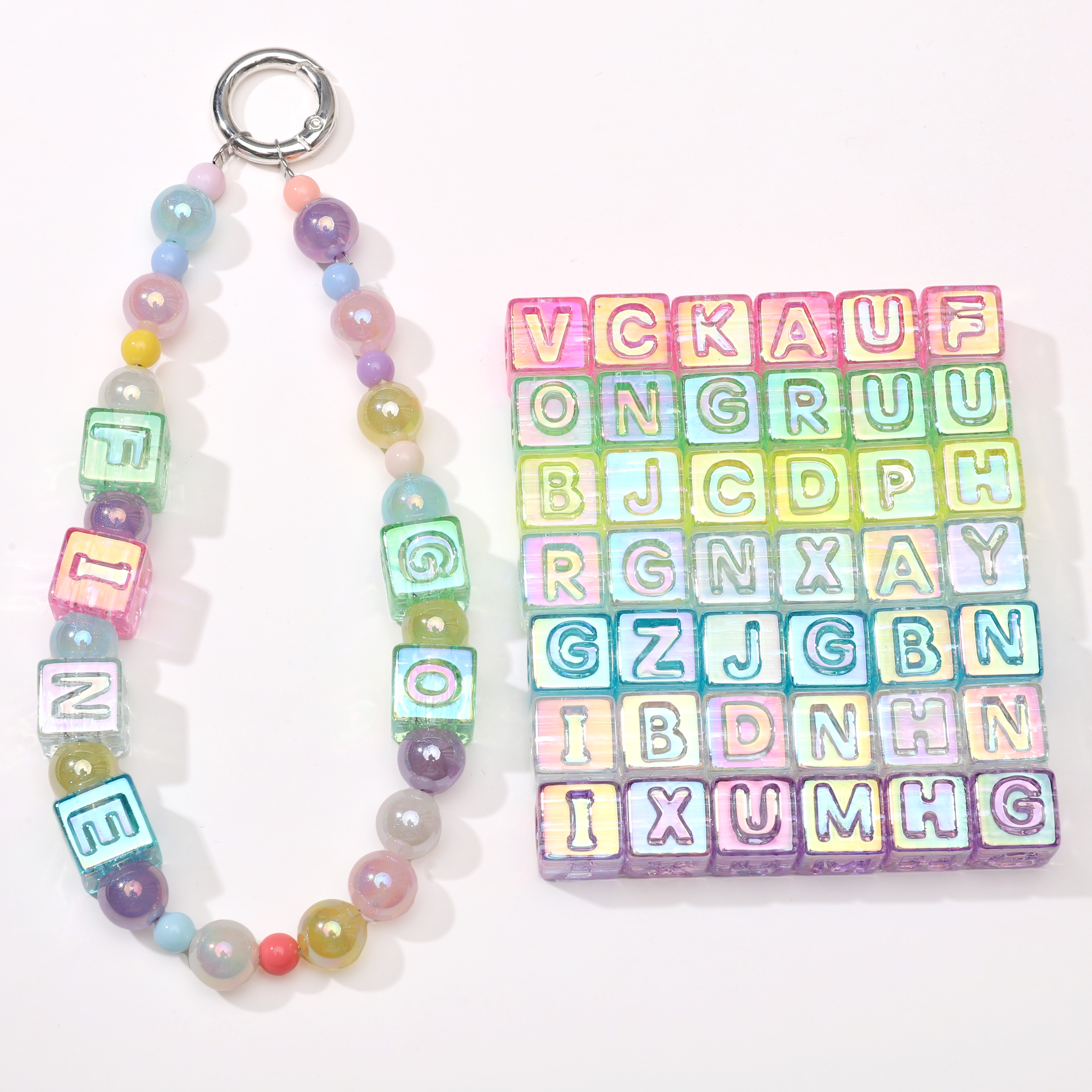 Men'S Accessories Jewelry Bracelet - 10Pcs beading Colorful Clear Letter Beads