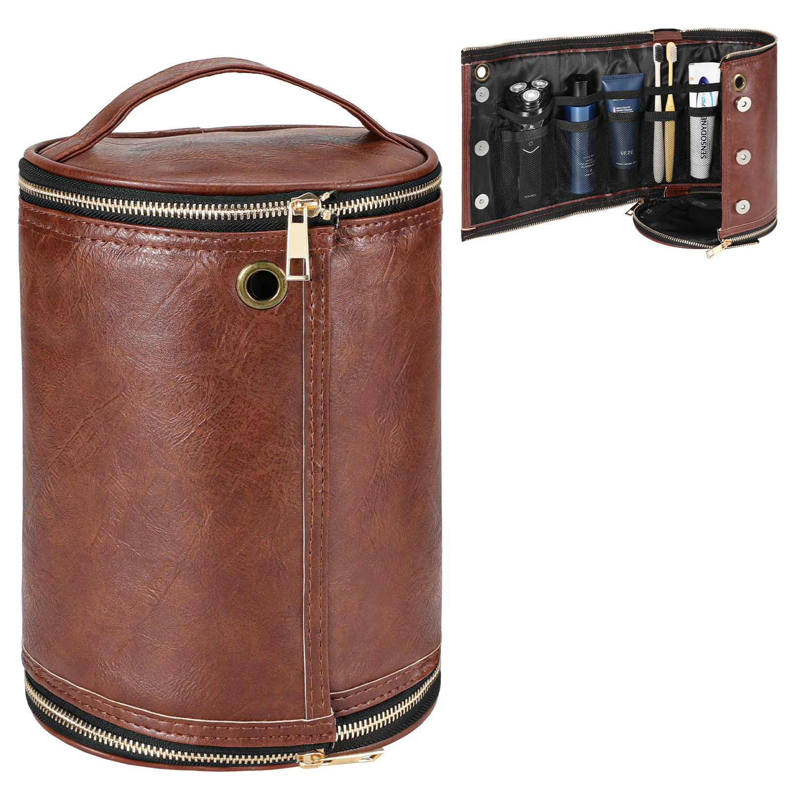 Men'S Accessories Wardrobe - Leather Toiletry Bag for Men Water-resistant