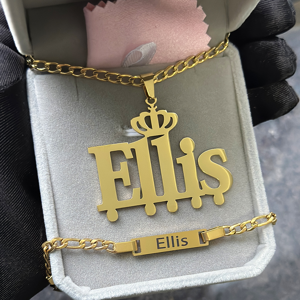 Men'S Accessories Jewelry Bracelet - Custom Little Boy Name Necklace Set