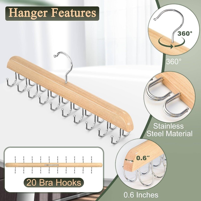 Men'S Accessories Wardrobe - Wooden Tie Hangers Belt Rack Women