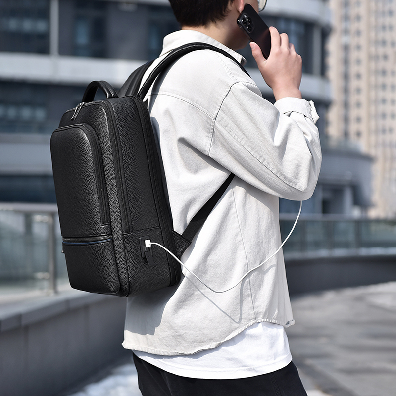 PU Leather Men's Backpack USB  - Men Accessories Bag ulasan dan harga