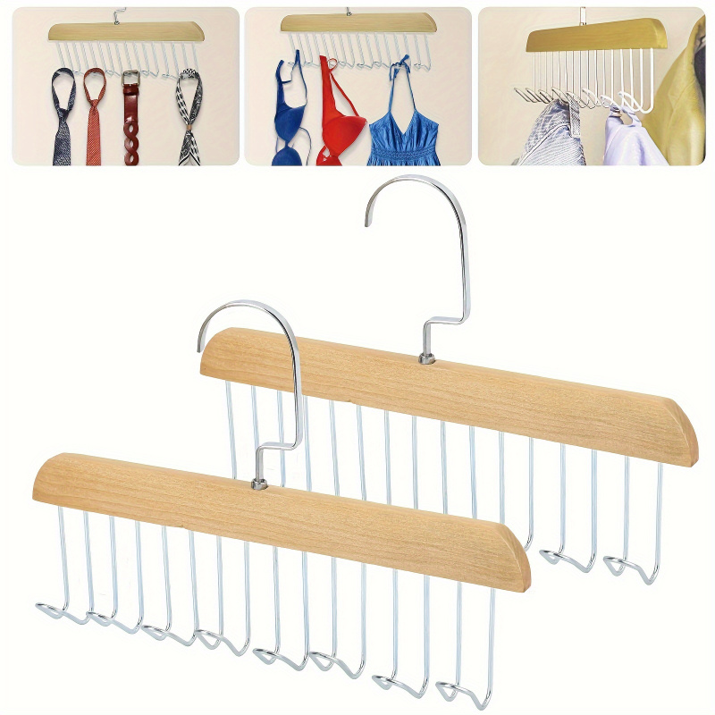 8 hook Wooden Belt Rack Storag - Men'S Accessories Wardrobe ulasan dan harga