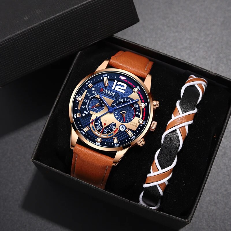 2PCS Set Fashion Mens Calendar - Men Accessories For Wrist ulasan dan harga