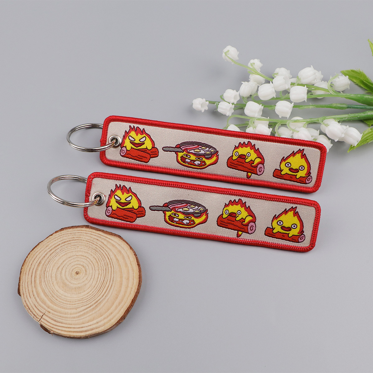 Anime Fire Embroidery Key Fobs - Men Accessories Bag ulasan dan harga