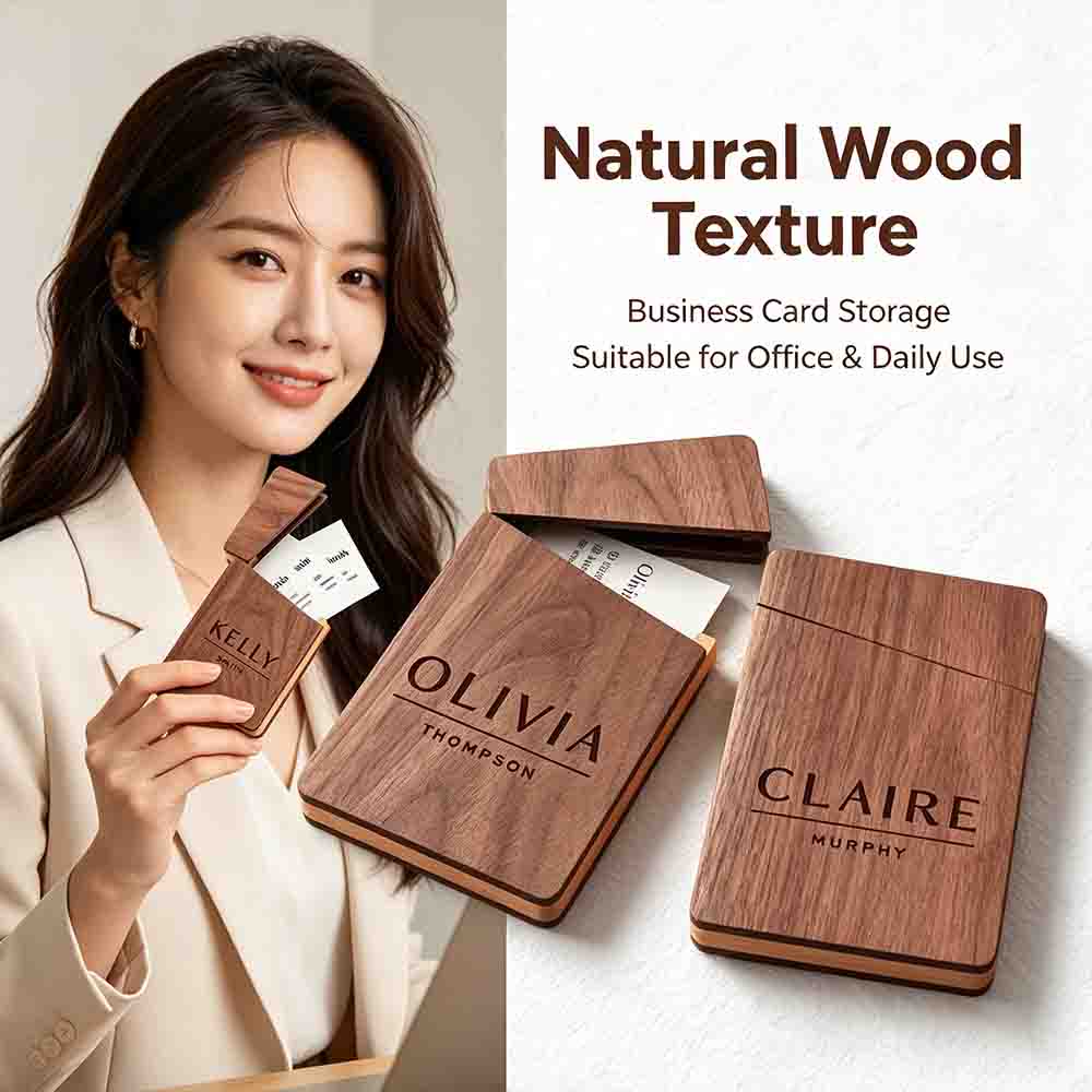 Business Card Holder Wooden Of - Men Accessories Name ulasan dan harga