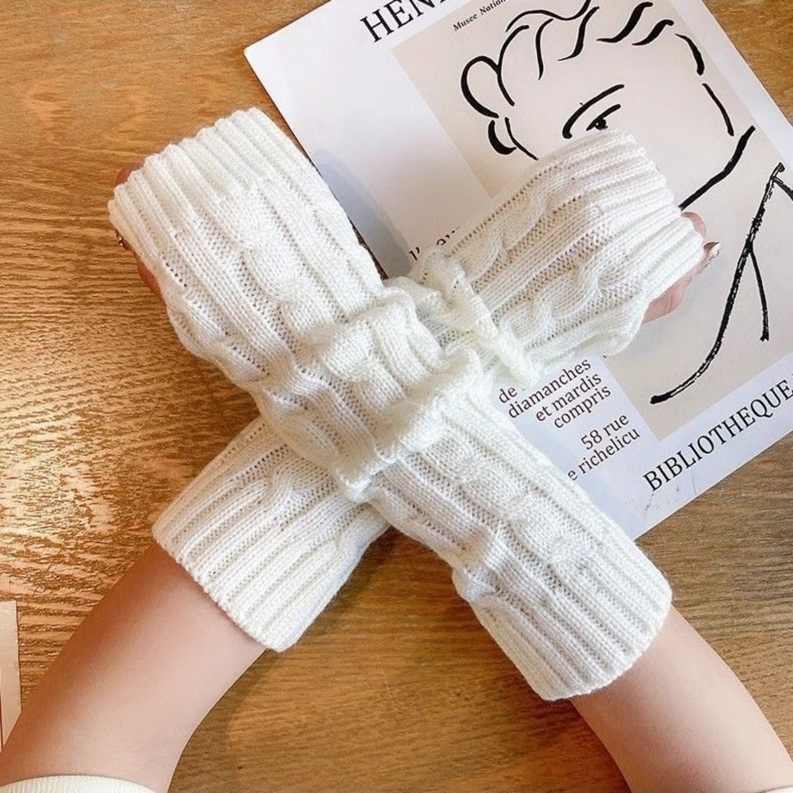 2PCS Cable Knit Fingerless Glo - Men Accessories For Wrist ulasan dan harga