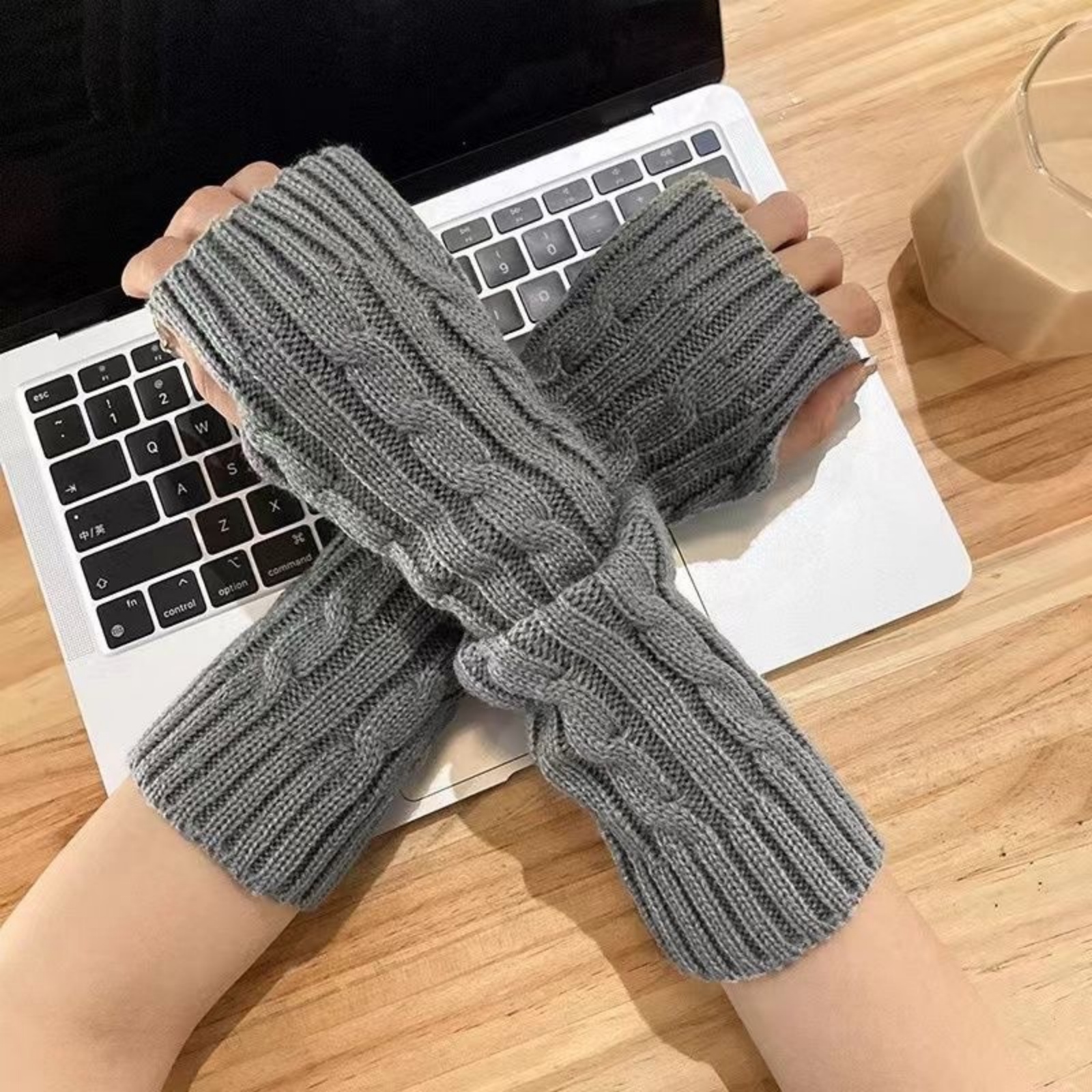 2PCS Cable Knit Fingerless Glo - Men Accessories For Wrist ulasan dan harga