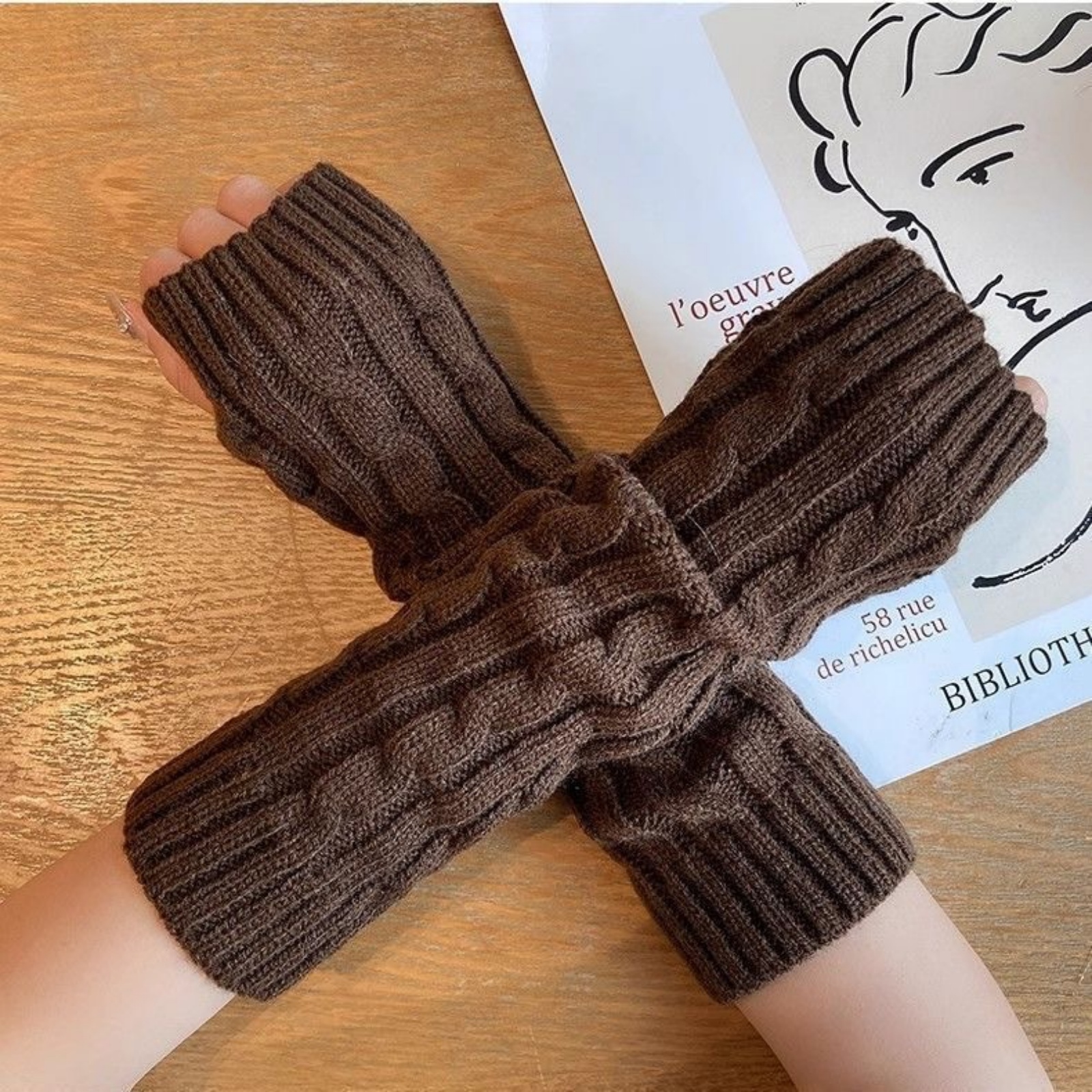 2PCS Cable Knit Fingerless Glo - Men Accessories For Wrist ulasan dan harga
